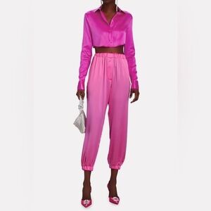 Backgrounde NYC Logan Silk-charmeuse Joggers, Pink